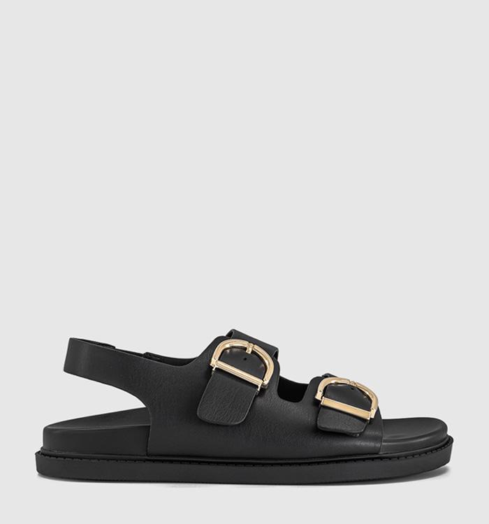 OFFICE Sophie Double Buckle Strap Slingback Footbed Sandals Black