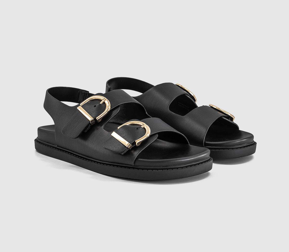OFFICESophie Double Buckle Strap Slingback Footbed SandalsBlack