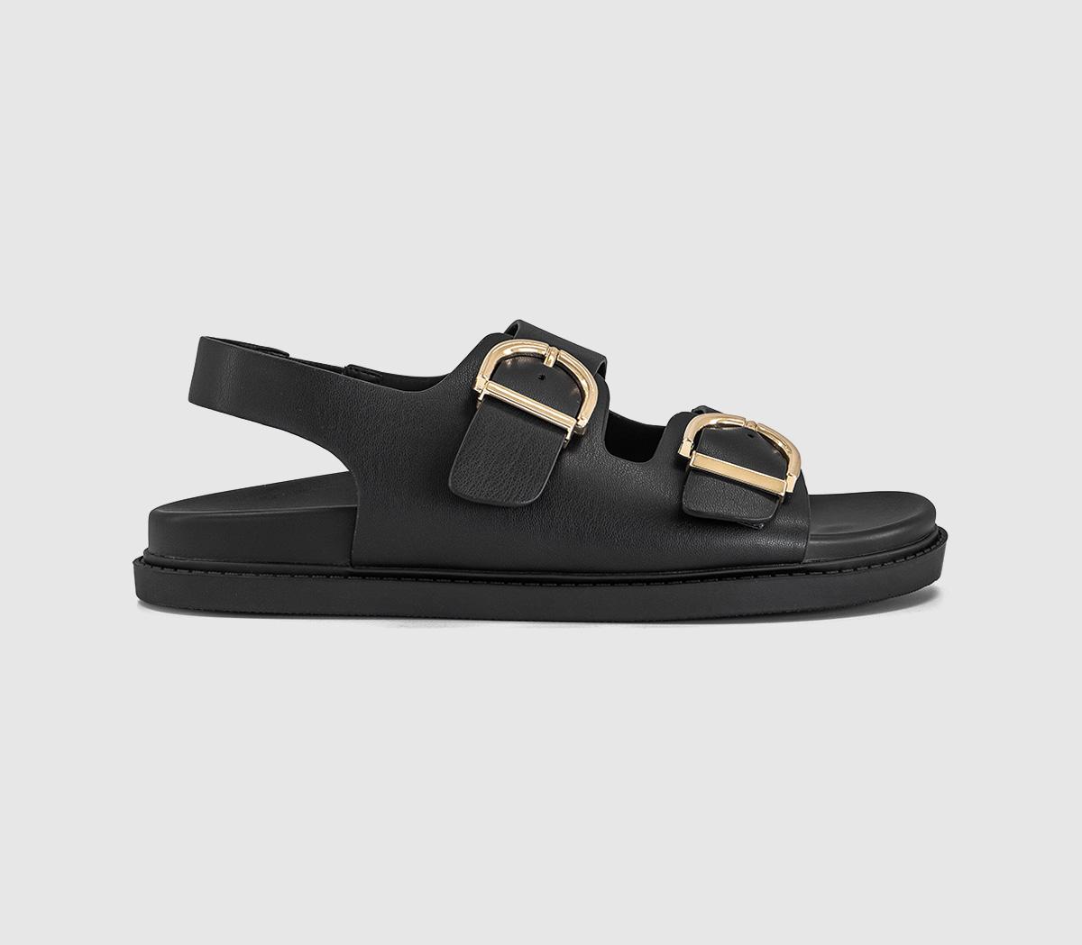 OFFICESophie Double Buckle Strap Slingback Footbed SandalsBlack