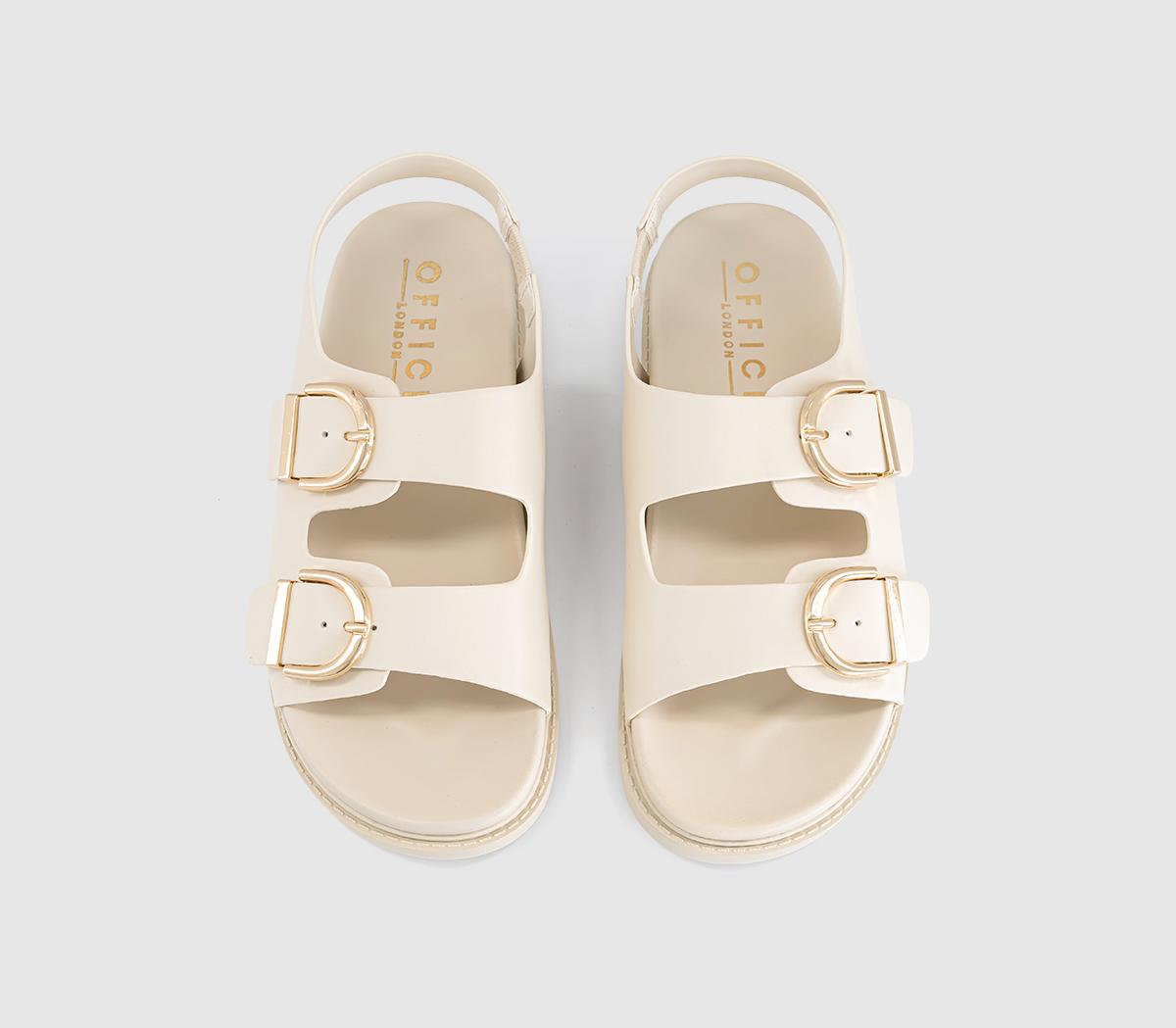 OFFICESophie Double Buckle Strap Slingback Footbed SandalsWhite
