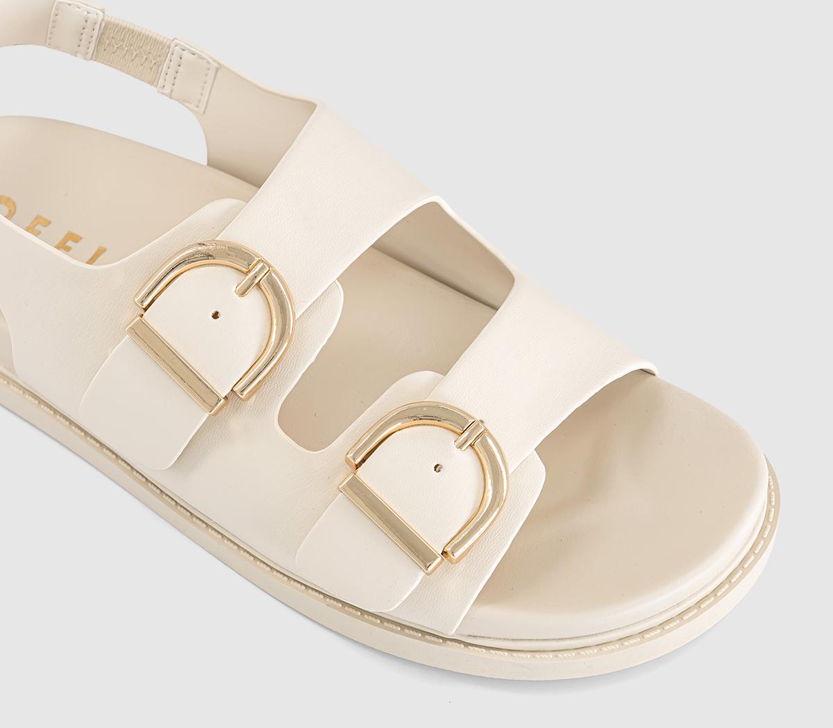 OFFICESophie Double Buckle Strap Slingback Footbed SandalsWhite