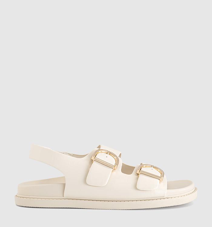 OFFICE Sophie Double Buckle Strap Slingback Footbed Sandals White