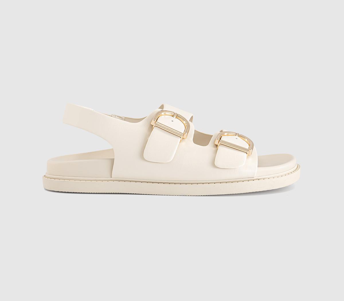 OFFICESophie Double Buckle Strap Slingback Footbed SandalsWhite