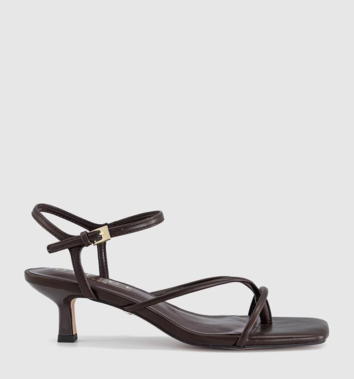 OFFICE Miquita Toe Post Strappy Heeled Sandals Brown