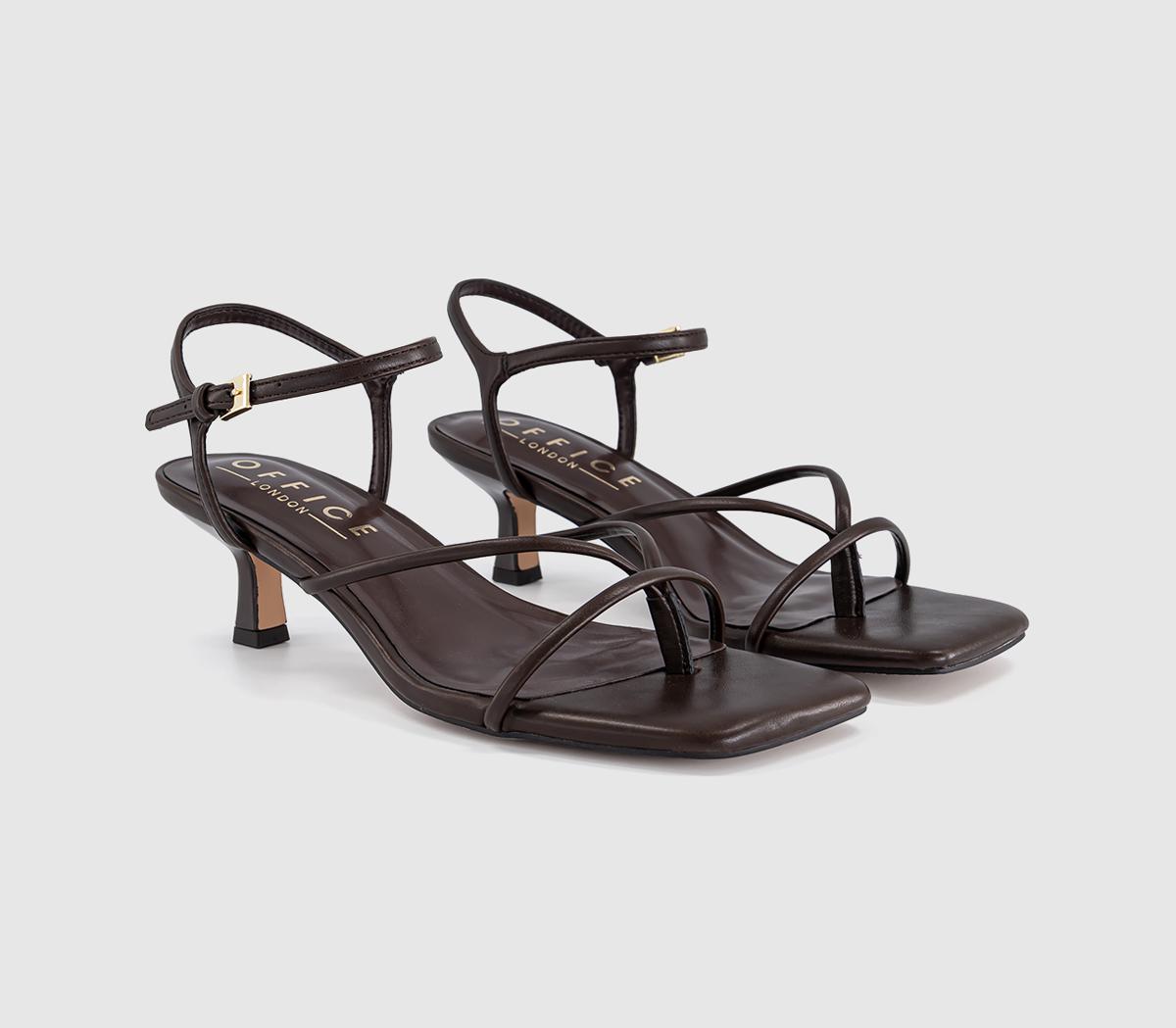 OFFICEMiquita Toe Post Strappy Heeled SandalsBrown