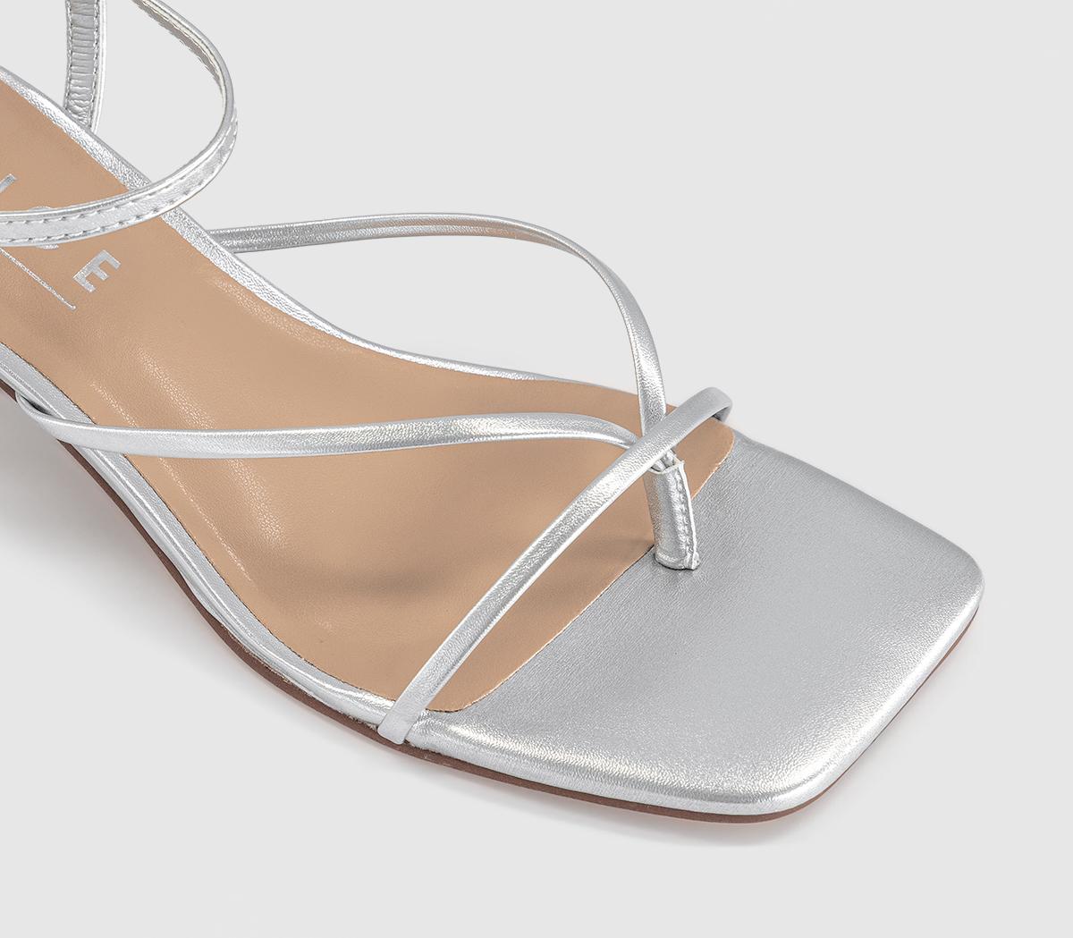 OFFICEMiquita Toe Post Strappy Heeled SandalsSilver