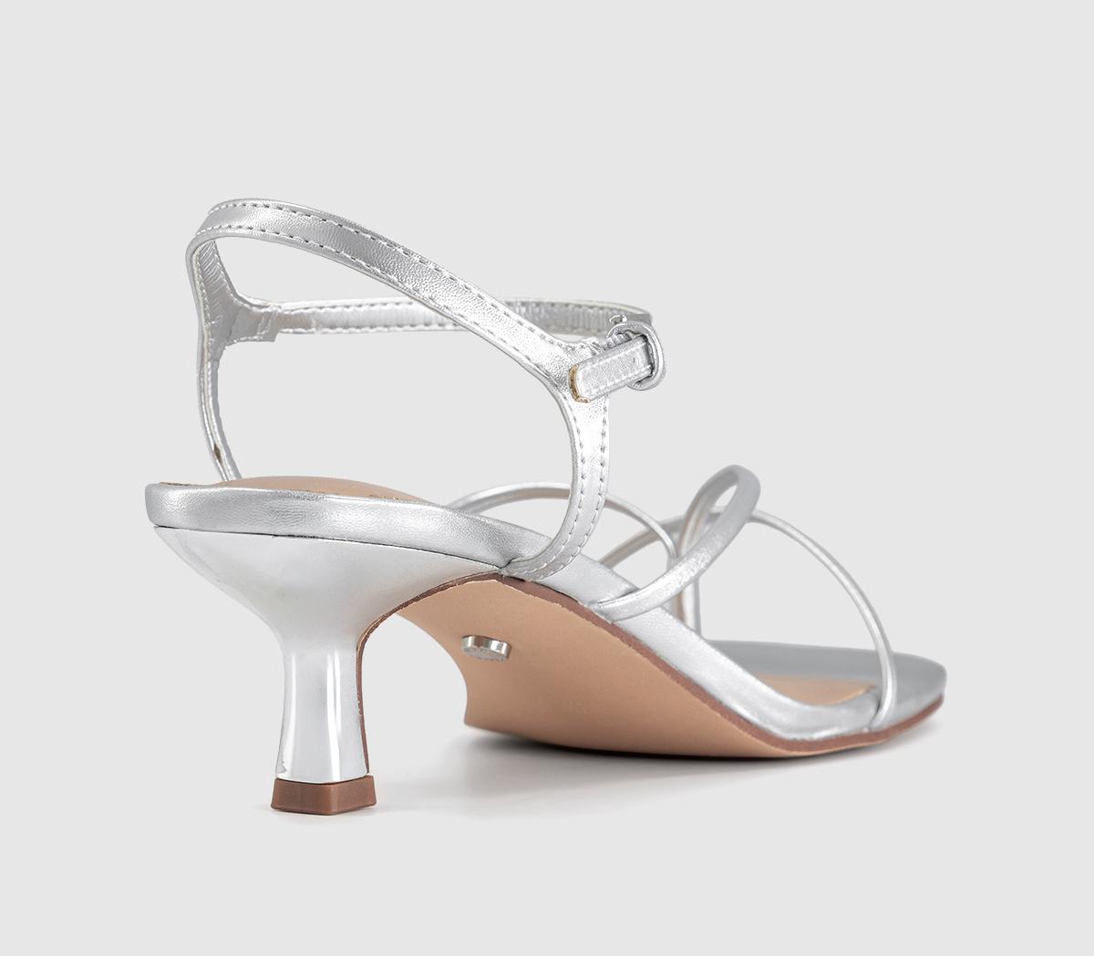 OFFICEMiquita Toe Post Strappy Heeled SandalsSilver