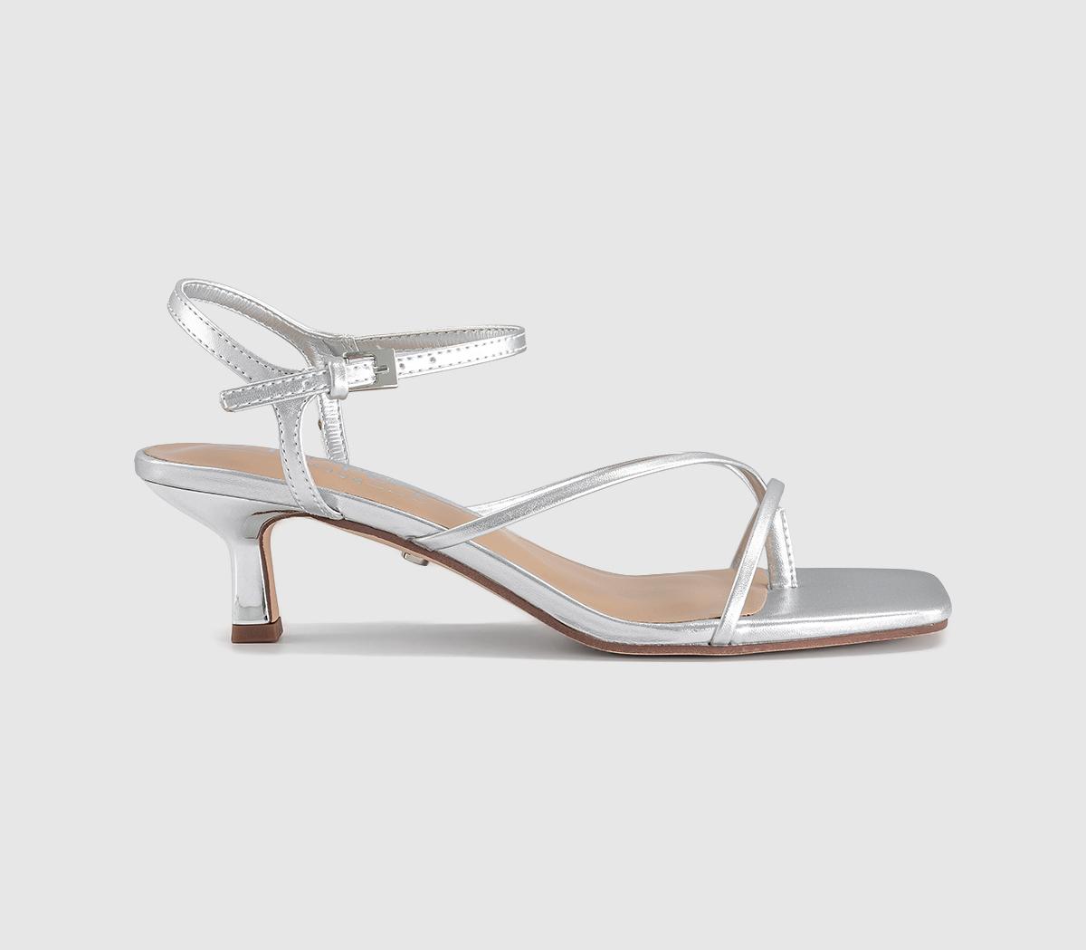 OFFICEMiquita Toe Post Strappy Heeled SandalsSilver