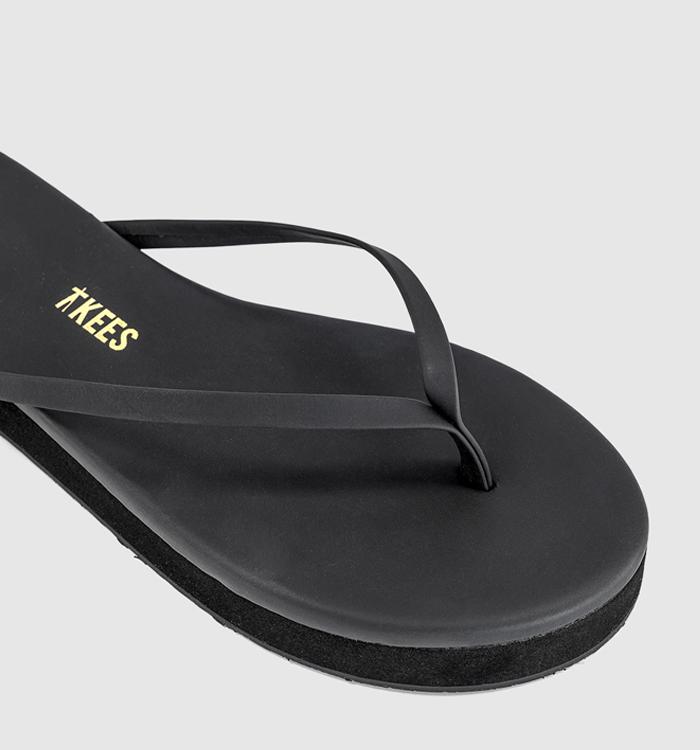 TKEES Lily Platform Foundations Flip Flops Black