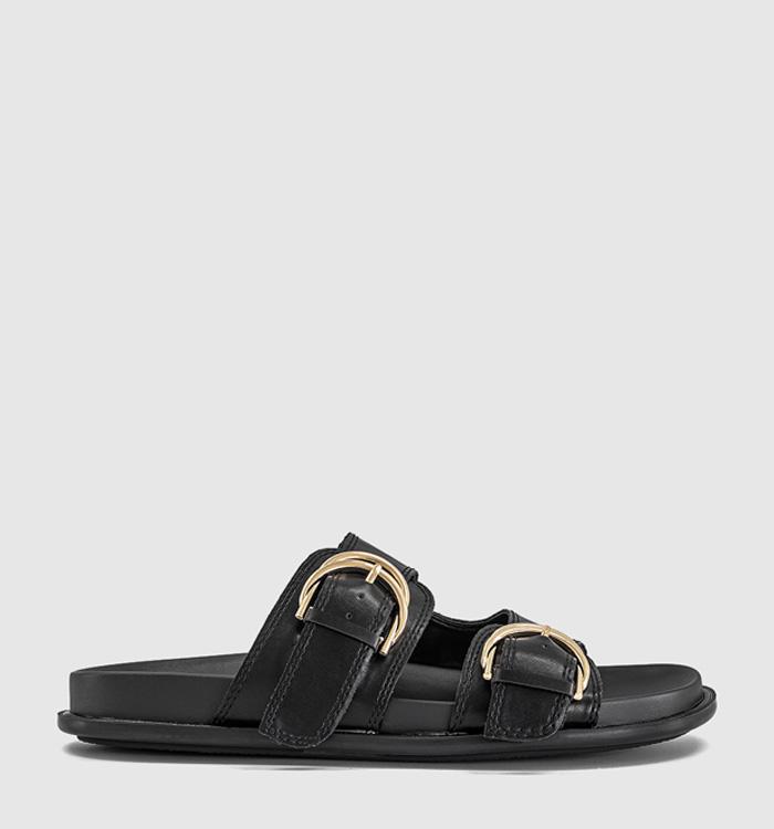 OFFICE Shania Double Buckle Footbed Sandals Black
