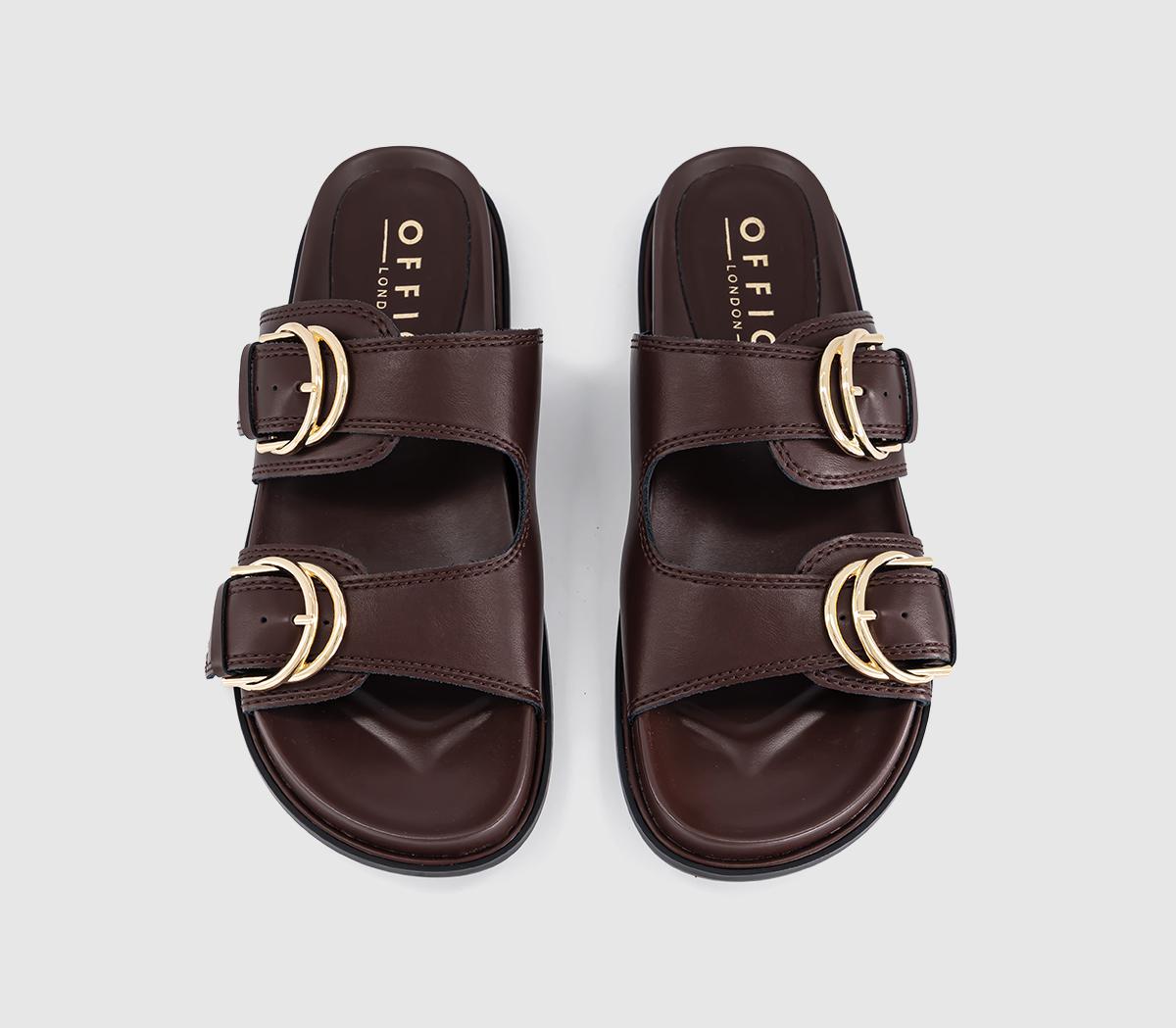 OFFICEShania Double Buckle Footbed SandalsDark Brown
