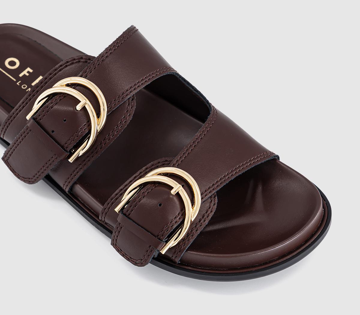 OFFICEShania Double Buckle Footbed SandalsDark Brown