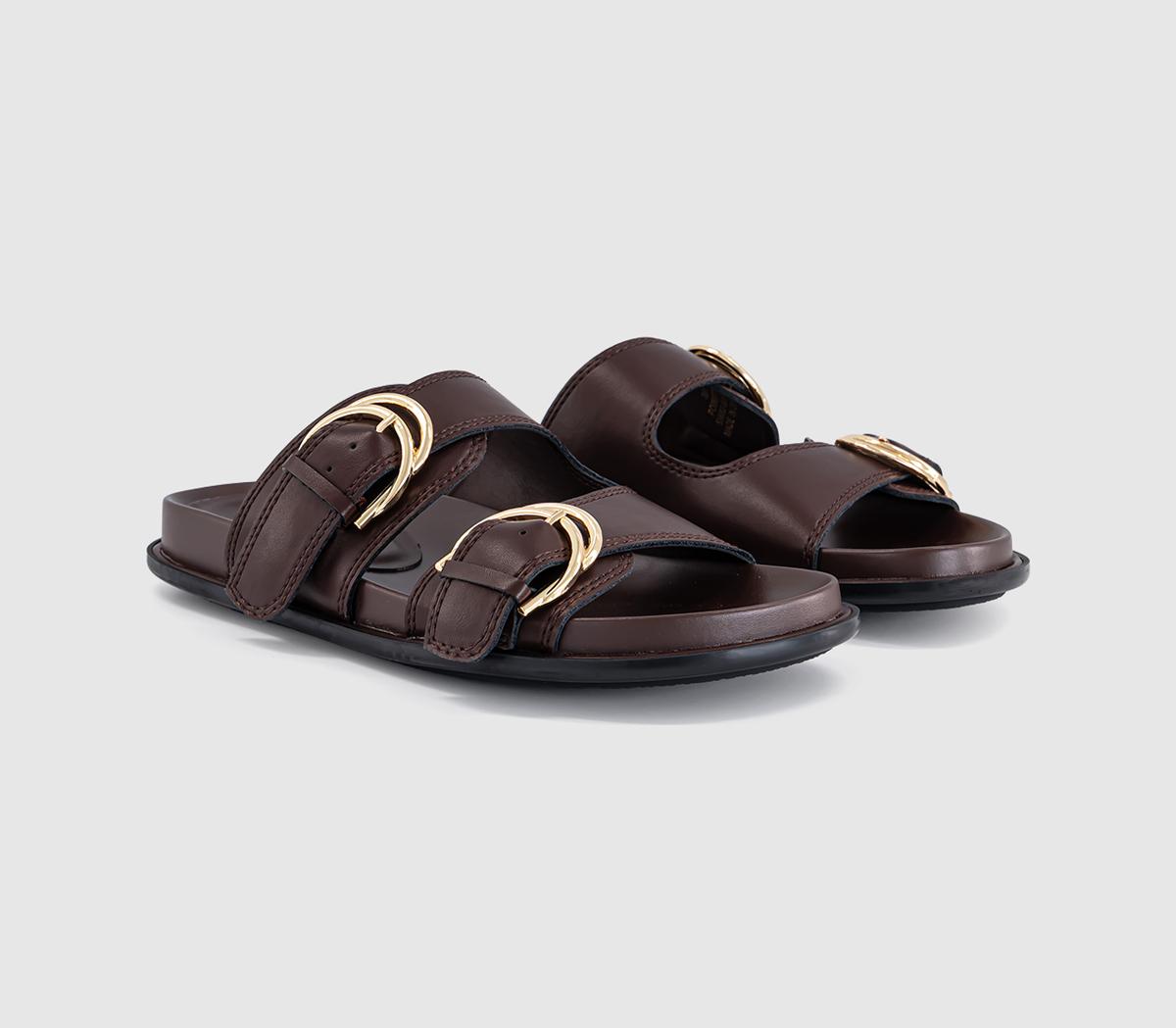 OFFICEShania Double Buckle Footbed SandalsDark Brown