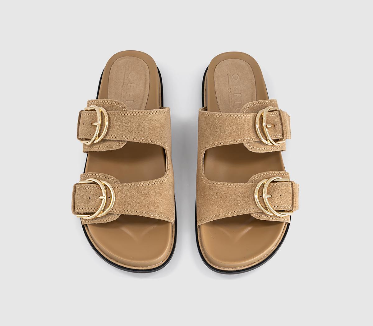 OFFICEShania Double Buckle Footbed SandalsTaupe Suede