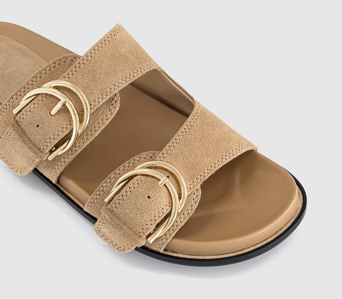 OFFICEShania Double Buckle Footbed SandalsTaupe Suede