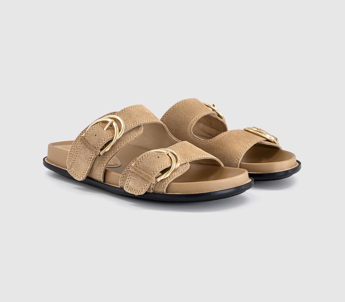 OFFICEShania Double Buckle Footbed SandalsTaupe Suede