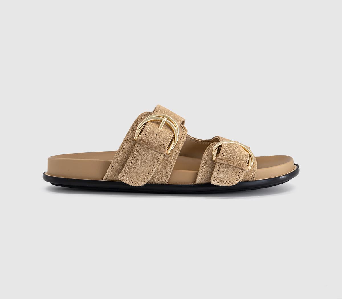 OFFICEShania Double Buckle Footbed SandalsTaupe Suede