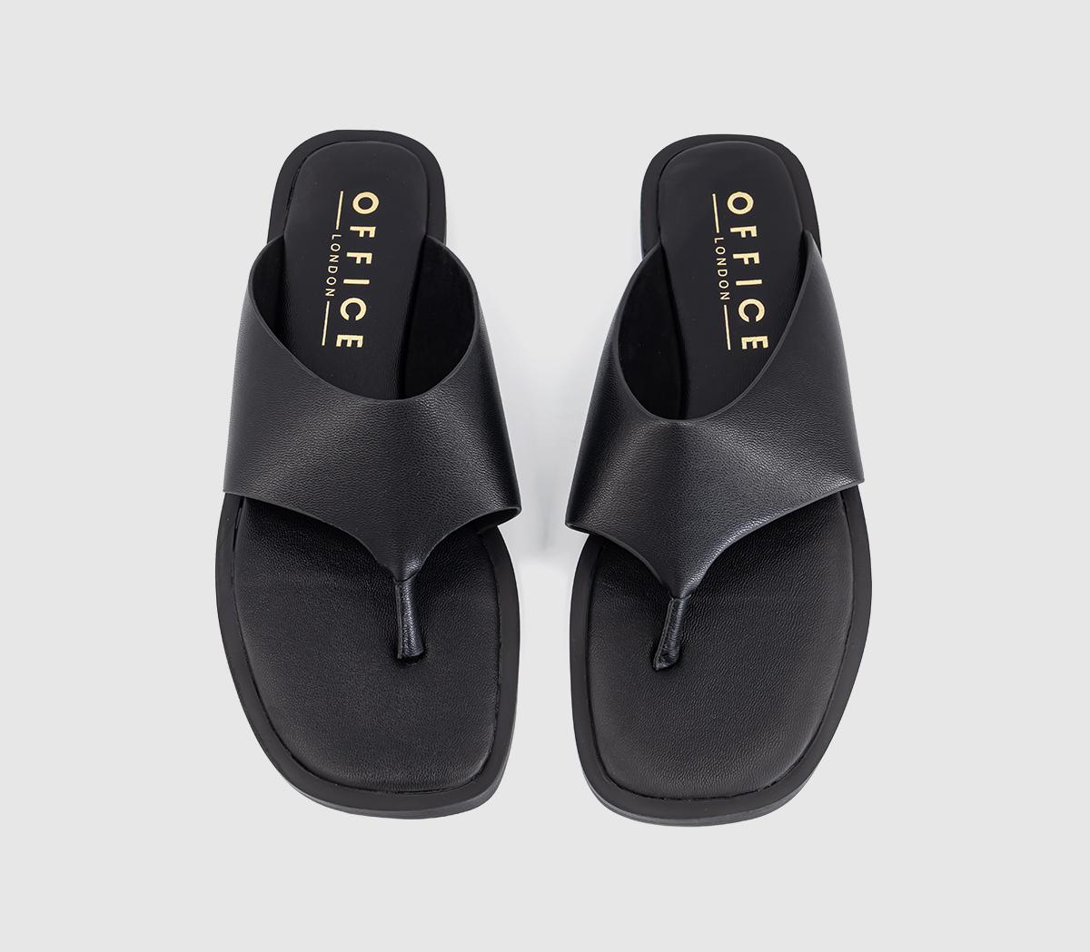 OFFICESaffie High Vamp Toe Post SandalsBlack