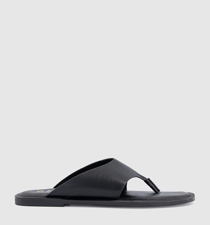 OFFICE Saffie High Vamp Toe Post Sandals Black