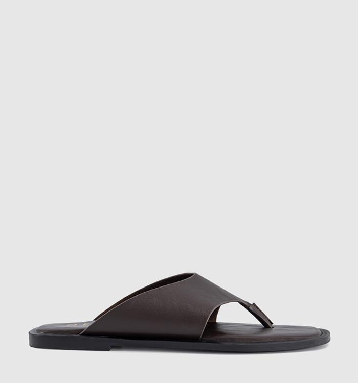 OFFICE Saffie High Vamp Toe Post Sandal Brown