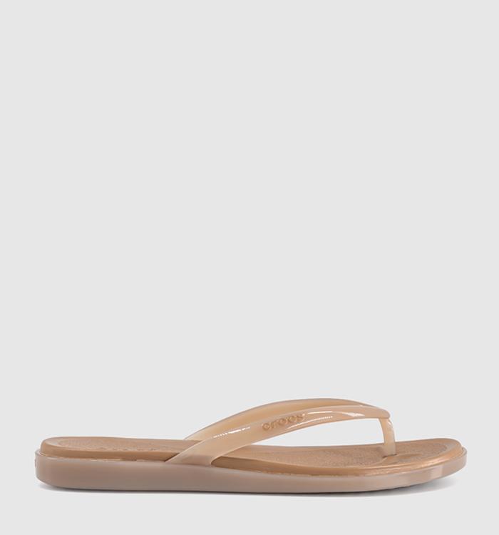 Crocs Miami Round Toe Flip Flops Milk Chocolate Jelly