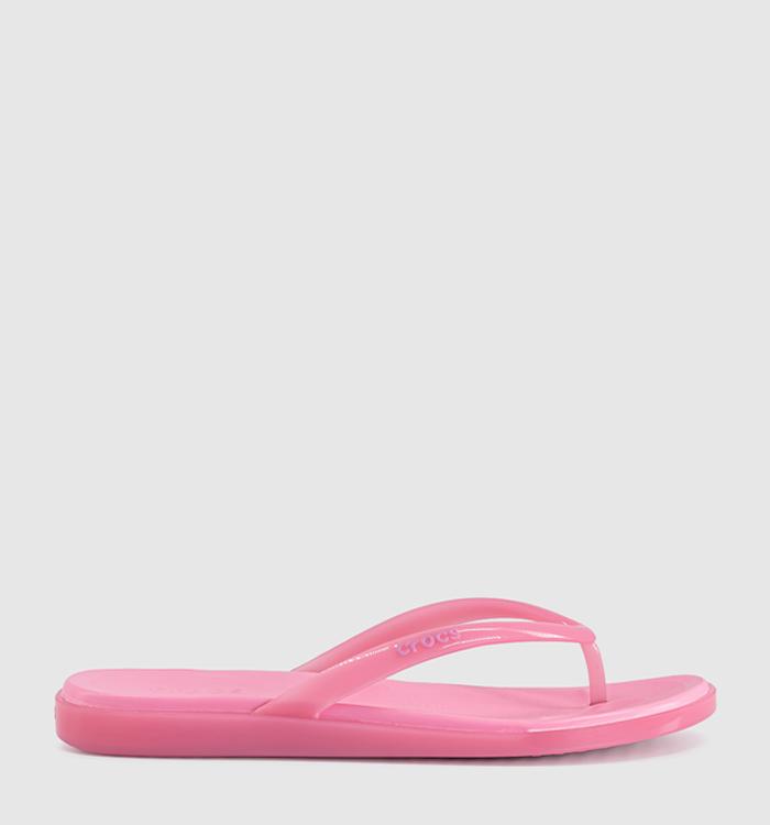 Crocs Miami Round Toe Flip Flops Pink Lemonade Jelly