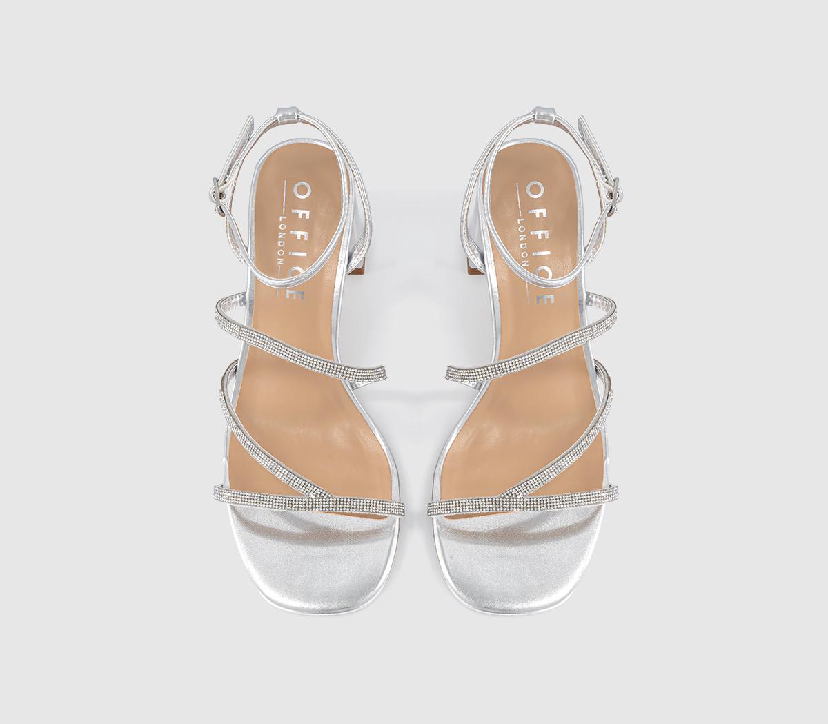 OFFICEMalia Strappy Block Heeled SandalsSilver Embellished