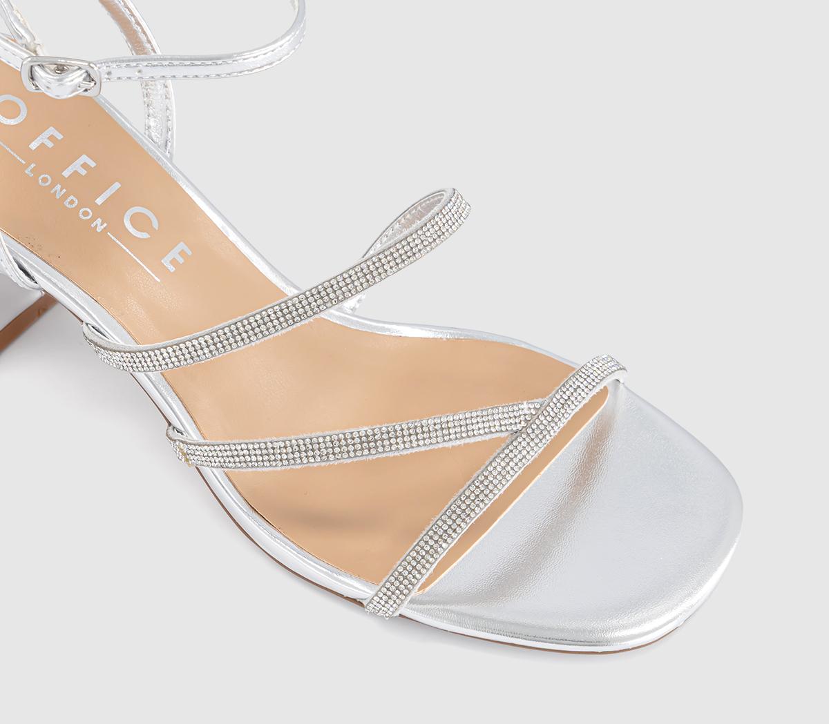OFFICEMalia Strappy Block Heeled SandalsSilver Embellished