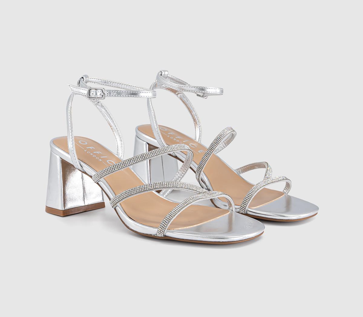 OFFICEMalia Strappy Block Heeled SandalsSilver Embellished