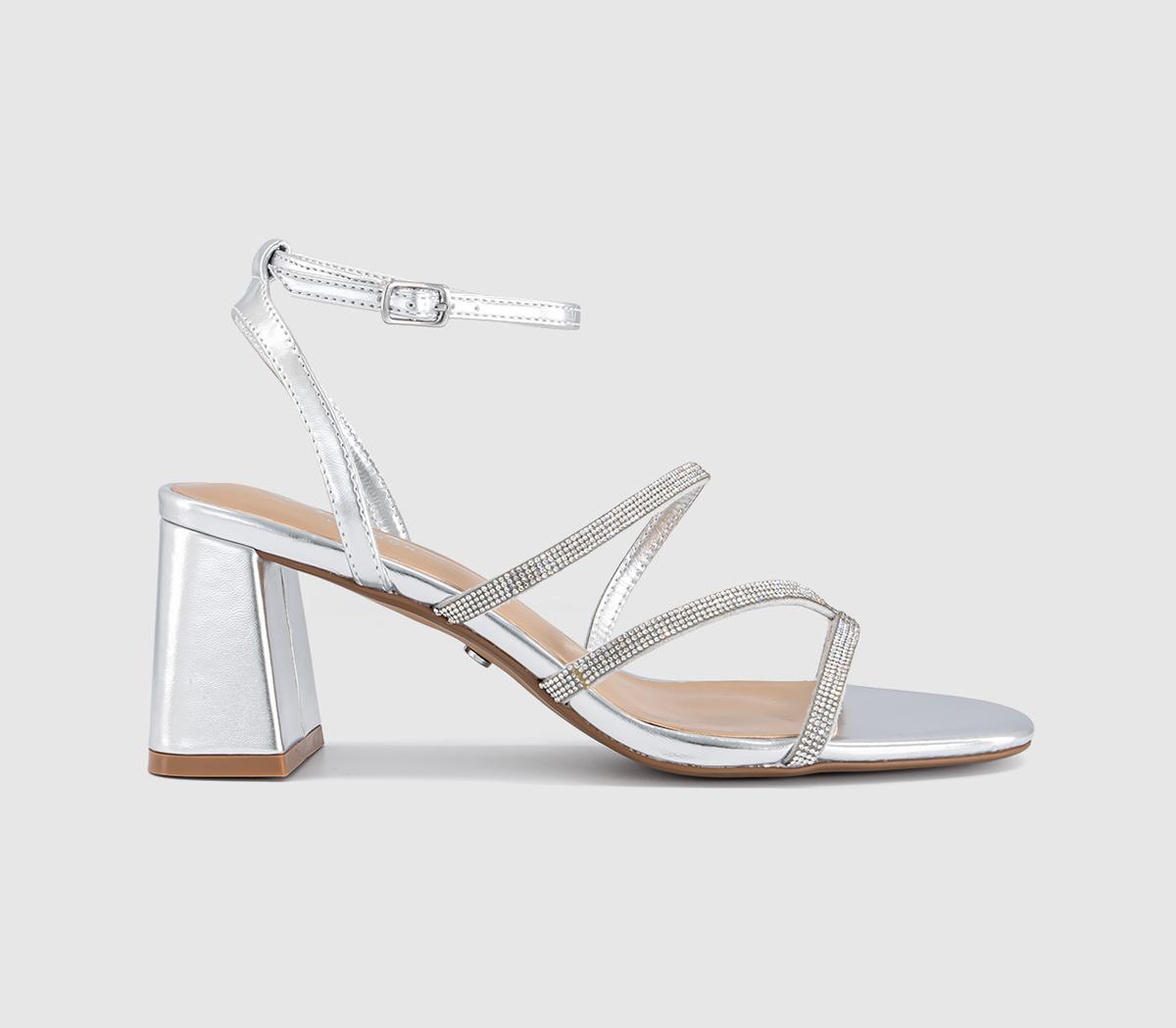 OFFICEMalia Strappy Block Heeled SandalsSilver Embellished