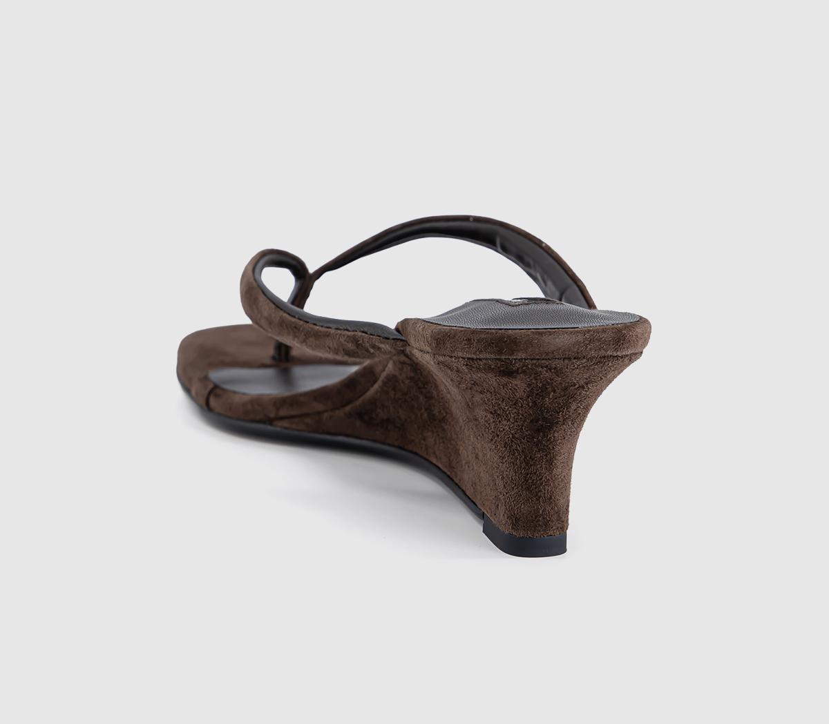 Tony BiancoEdgy Toe Post Wedge HeelsEspresso Suede