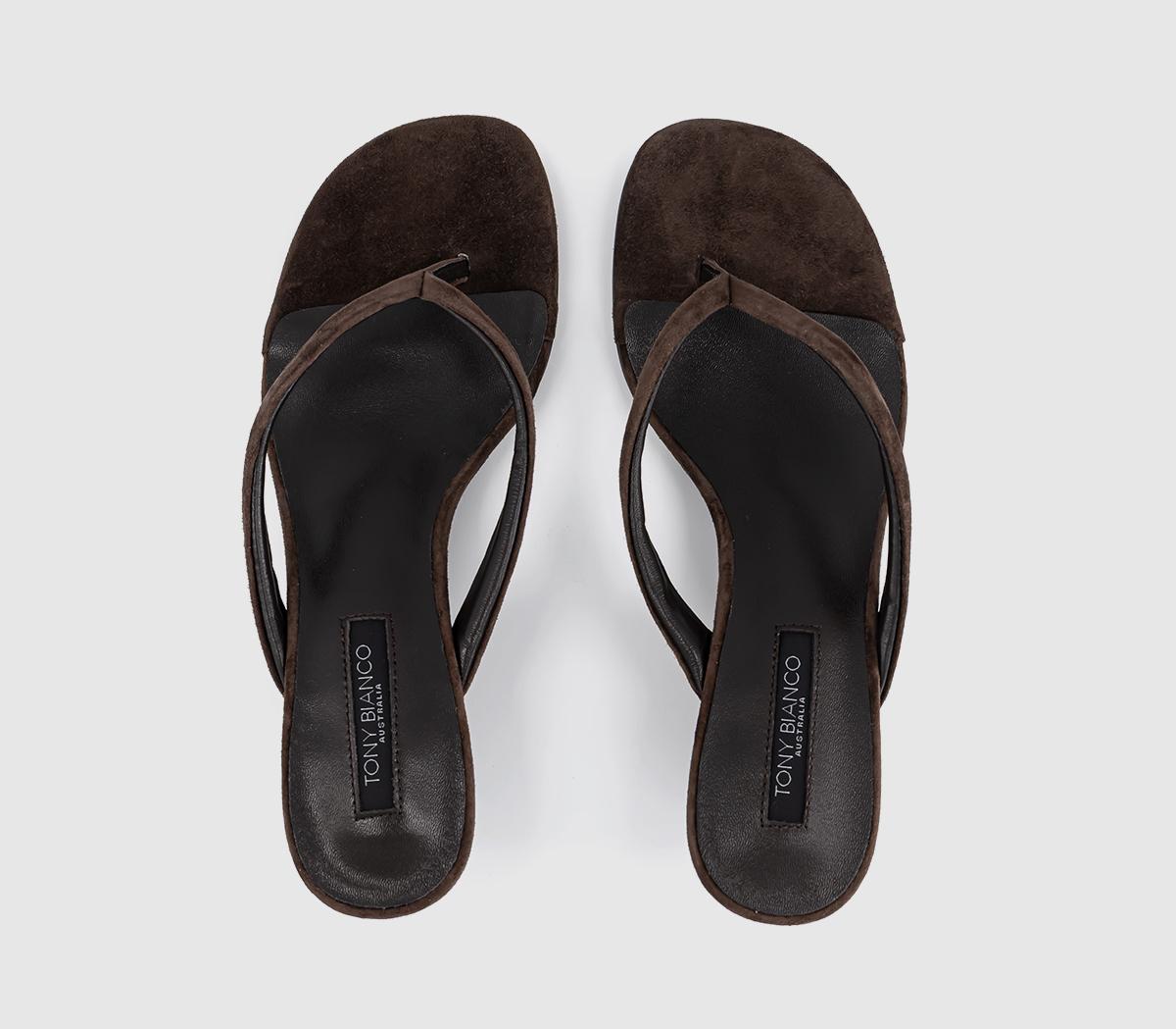 Tony BiancoEdgy Toe Post Wedge HeelsEspresso Suede