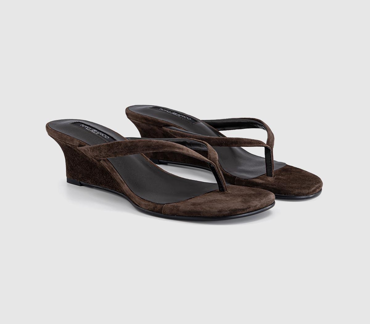 Tony BiancoEdgy Toe Post Wedge HeelsEspresso Suede