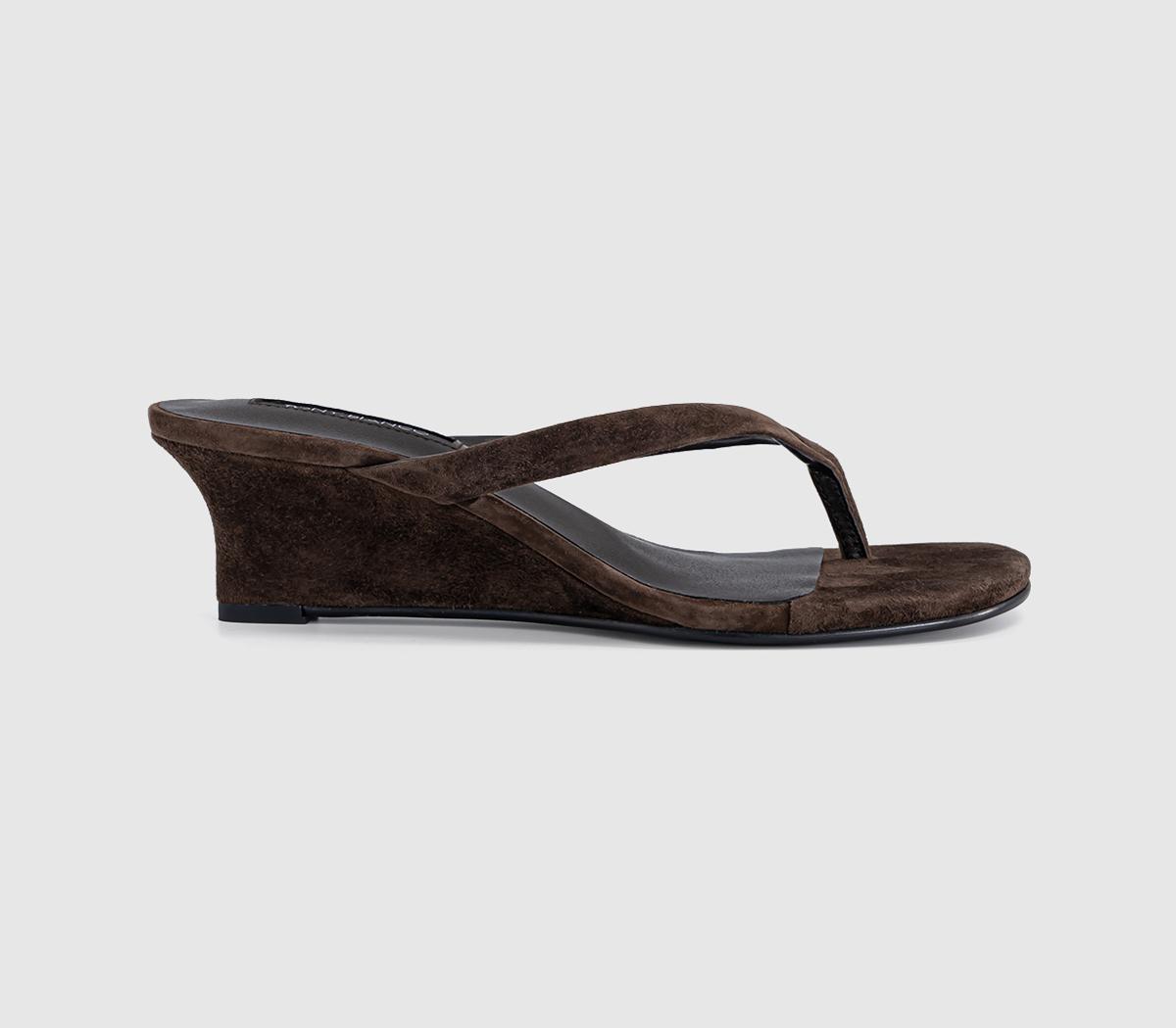 Tony Bianco Womens Edgy Toe Post Wedge Heels Espresso Suede Brown, 6