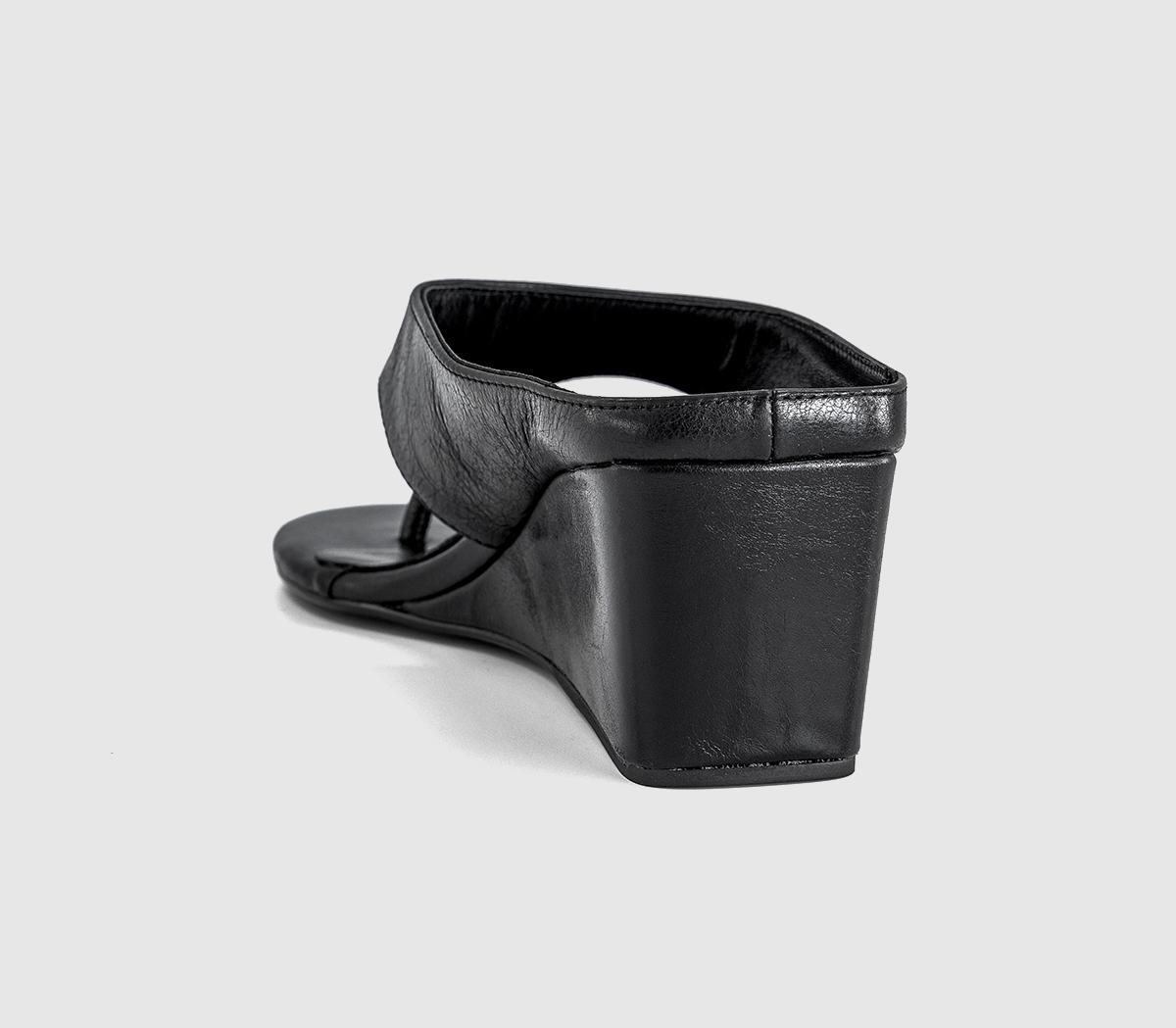 Tony BiancoSwift Toe Post Wedge HeelsBlack Leather