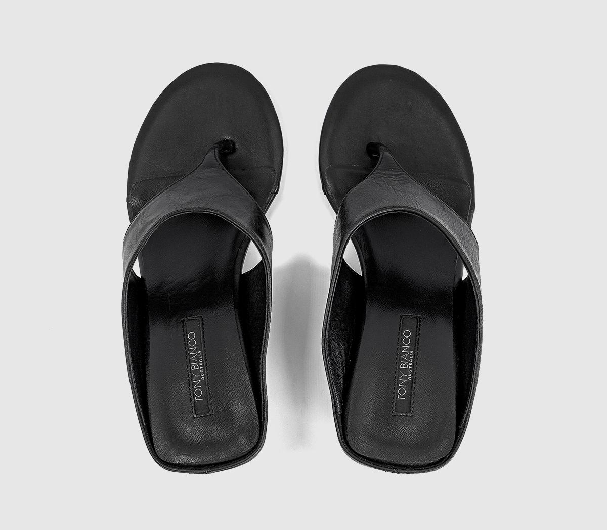 Tony BiancoSwift Toe Post Wedge HeelsBlack Leather