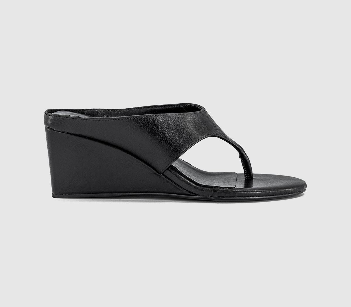 Tony BiancoSwift Toe Post Wedge HeelsBlack Leather