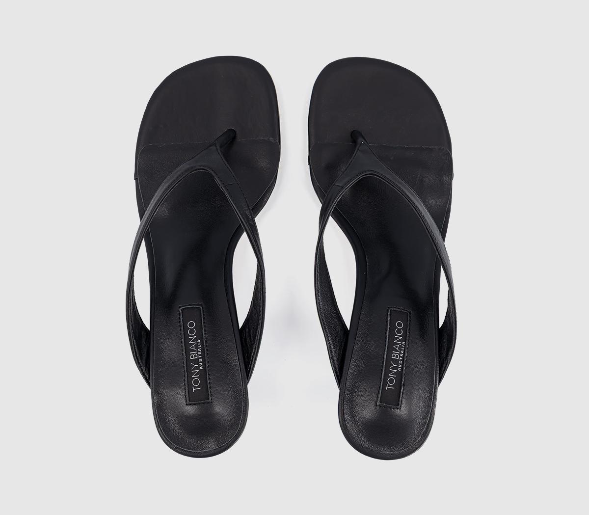 Tony BiancoKrista Toe Post Kitten Heeled SandalsBlack Leather