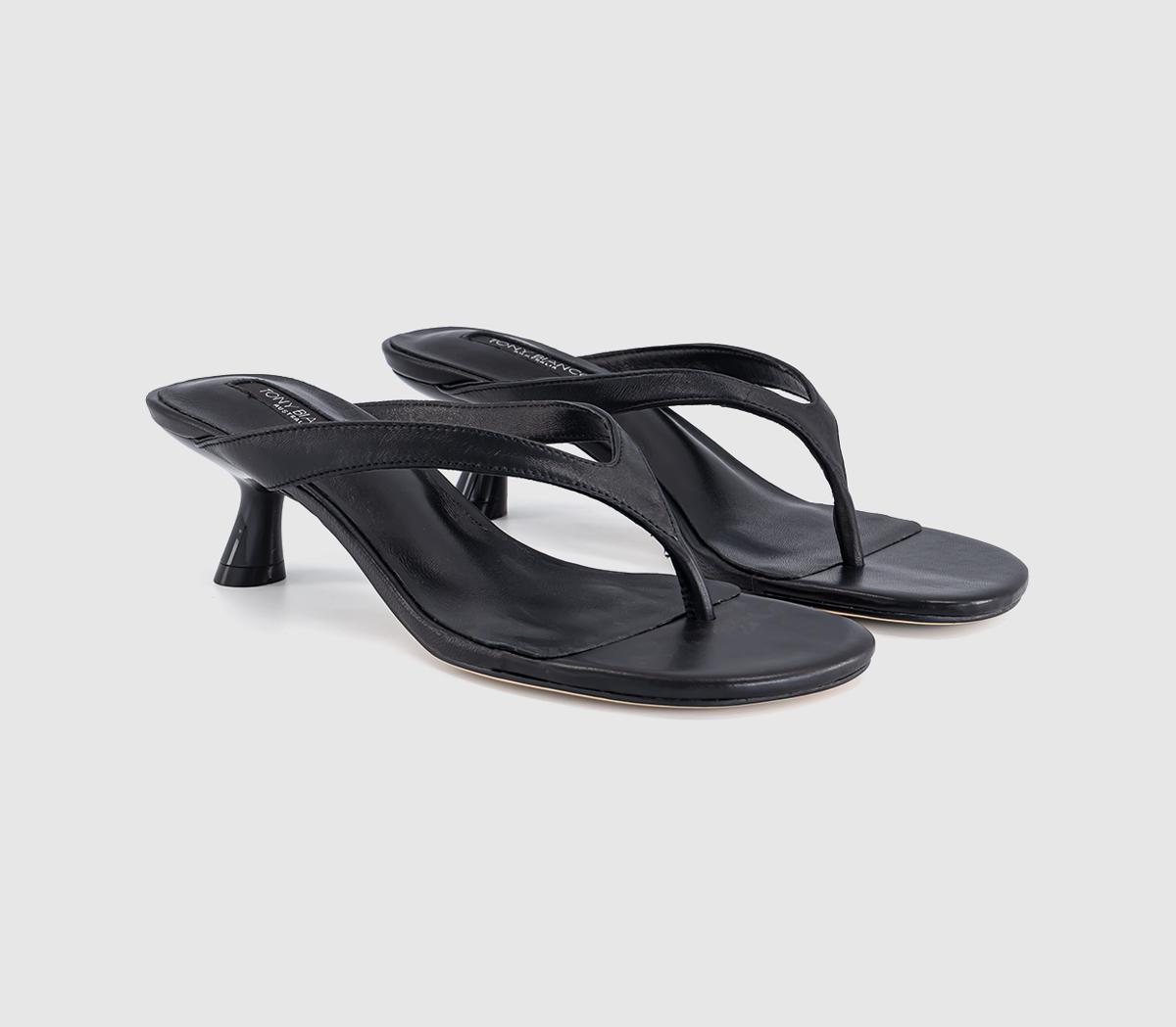Tony BiancoKrista Toe Post Kitten Heeled SandalsBlack Leather