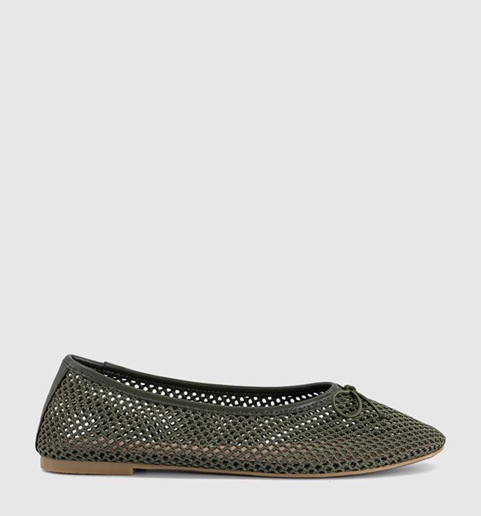 OFFICE Fling String Mesh Ballet Flats Olive