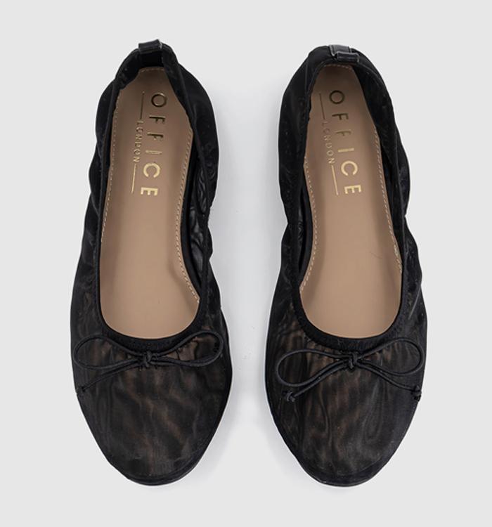 OFFICE Flutter Mesh Bow Ballerinas Black