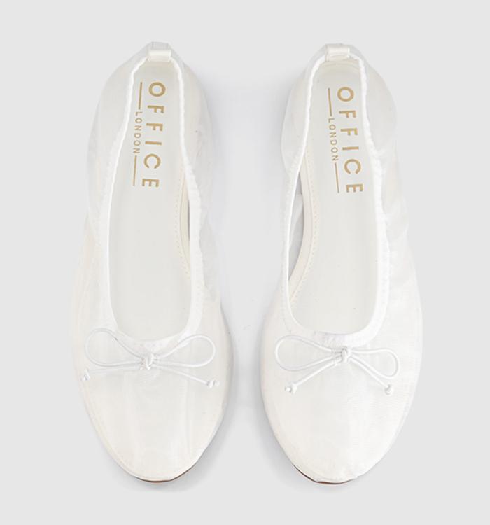 OFFICE Flutter Mesh Bow Ballerina Flats Off White