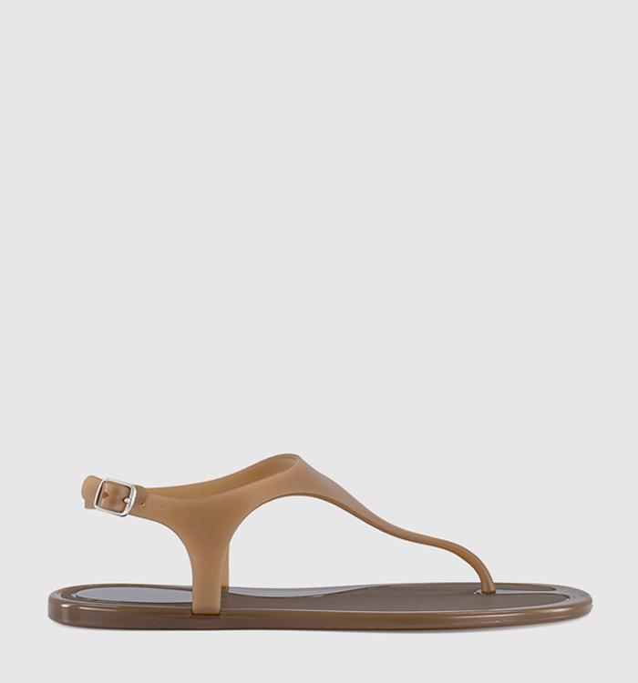 OFFICE Shake Toe Post Jelly Sandals Brown