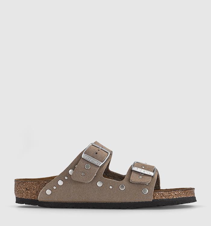 BIRKENSTOCK Arizona Rivets Kids Sandals Soft Gray Taupe