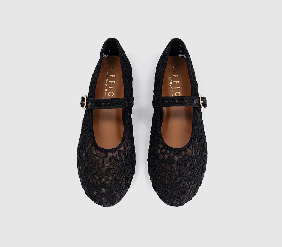 OFFICEForget Me Not Crochet Mary Jane BallerinasBlack