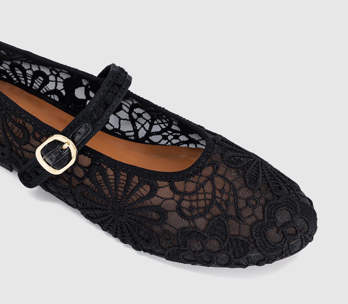 OFFICEForget Me Not Crochet Mary Jane BallerinasBlack