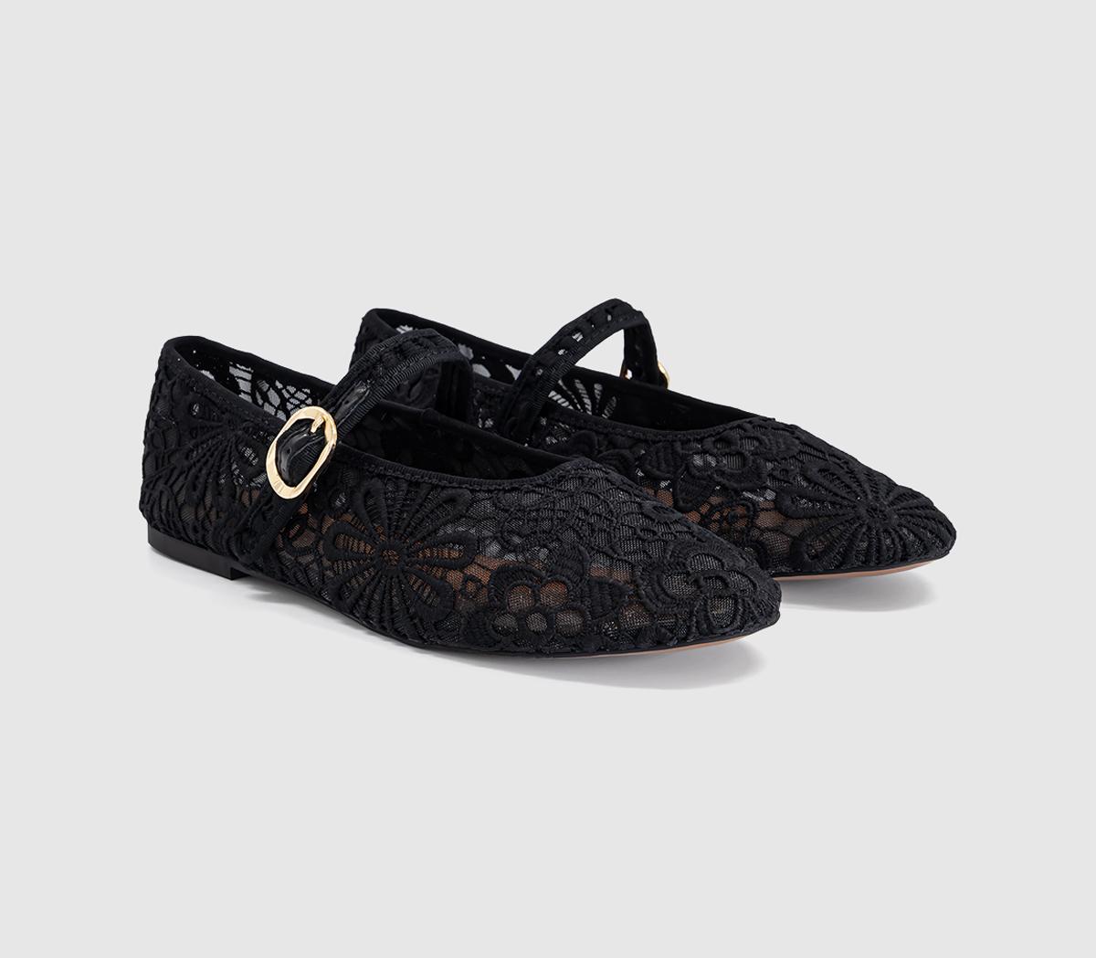 OFFICEForget Me Not Crochet Mary Jane BallerinasBlack