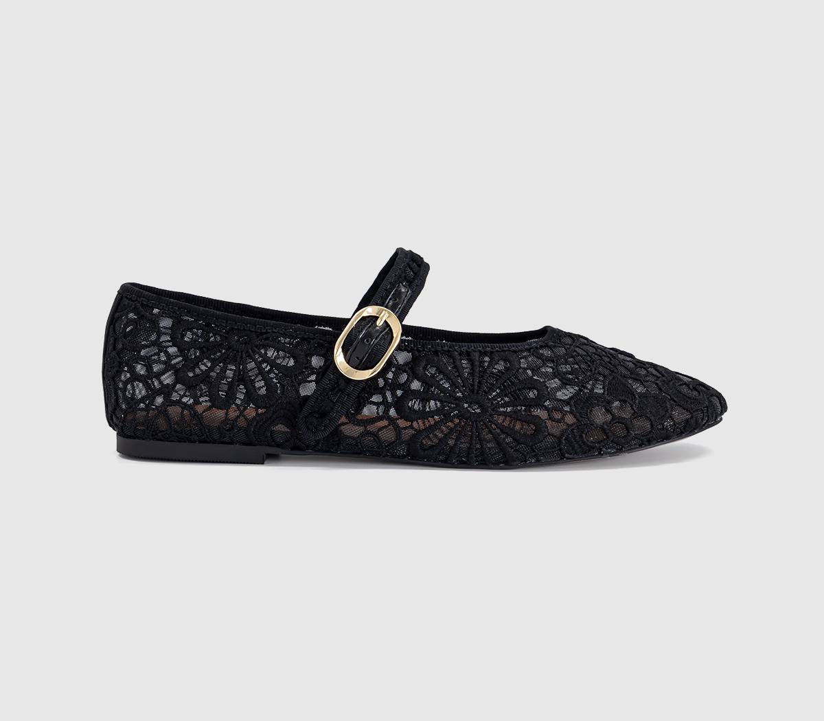 OFFICEForget Me Not Crochet Mary Jane BallerinasBlack