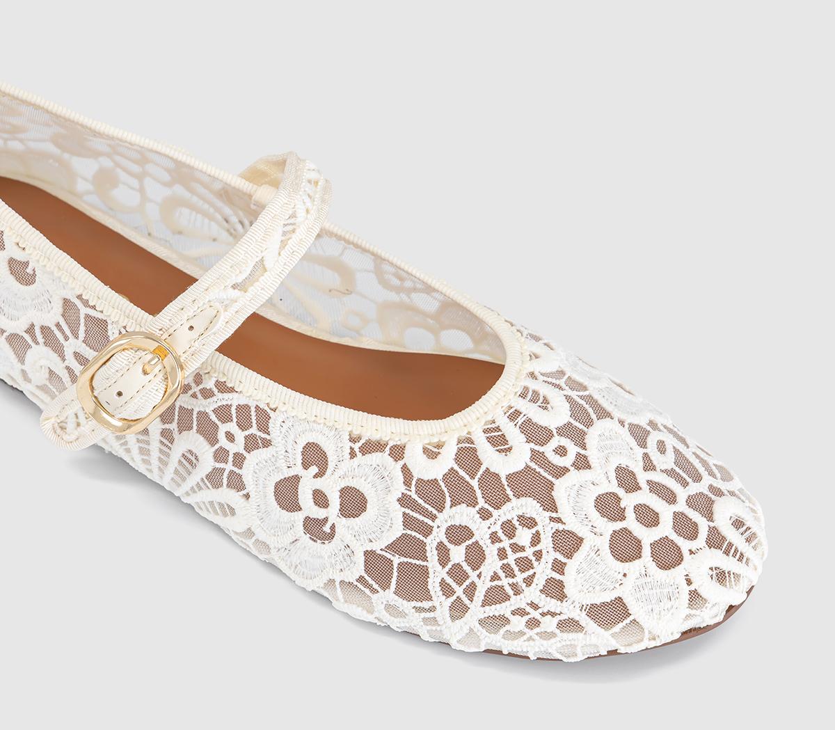 OFFICEForget Me Not Crochet Mary Jane BallerinasCream