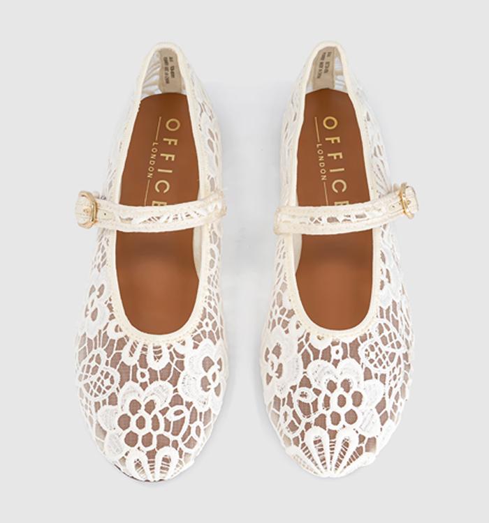 OFFICE Forget Me Not Crochet Mary Jane Ballerinas Cream